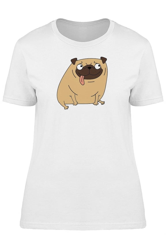 Cute Funny Pug Dog Doodle Tee Women's -Image by Shutterstock