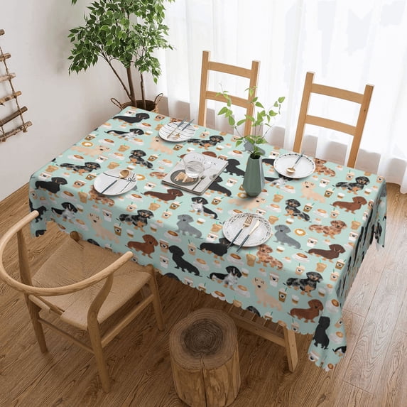 Cute Funny Pug Dog Tablecloth Rectangle Waterproof Spill-Proof Table Cloth Cover For Kitchen Dining Farmhouse Party Wedding Outdoor Picnic Camping 54x72in