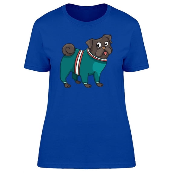 Cute Funny Pug With Clothes T-Shirt Women -Image by Shutterstock, Female Small
