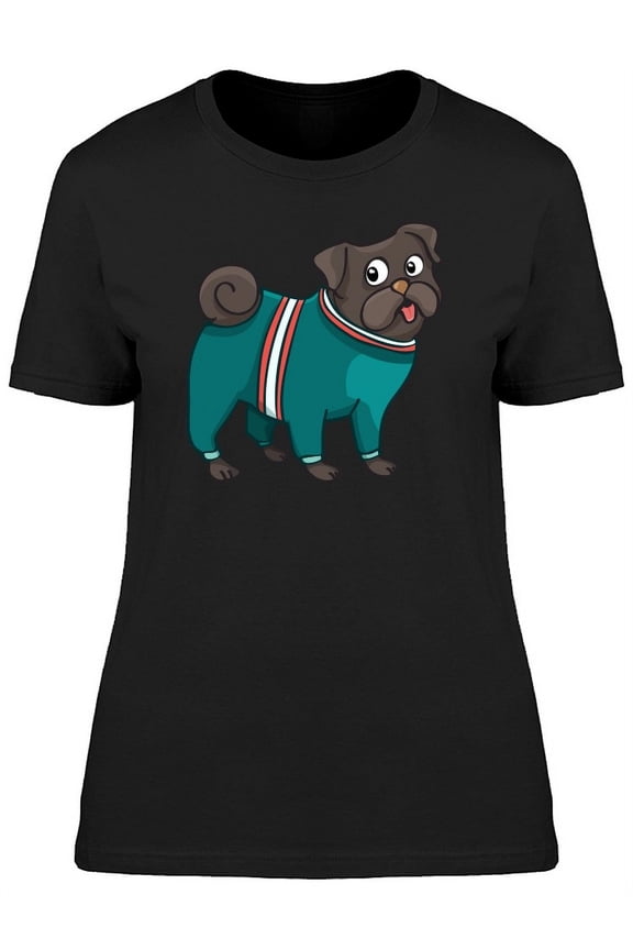 Cute Funny Pug With Clothes T-Shirt Women -Image by Shutterstock, Female Small