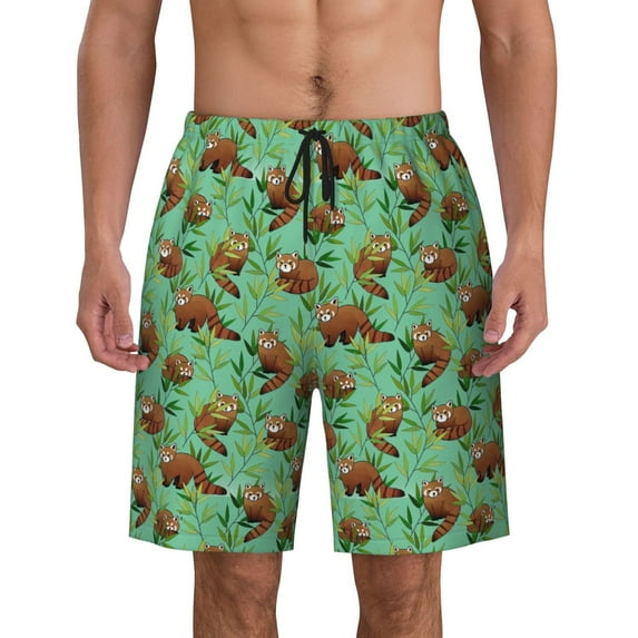 Cute Funny Red Panda Pattern Men'S Beach Pants Quick Dry Short Swim Trunks With With Pockets And Mesh Lining Swimwear Beach Bathing Shorts Medium
