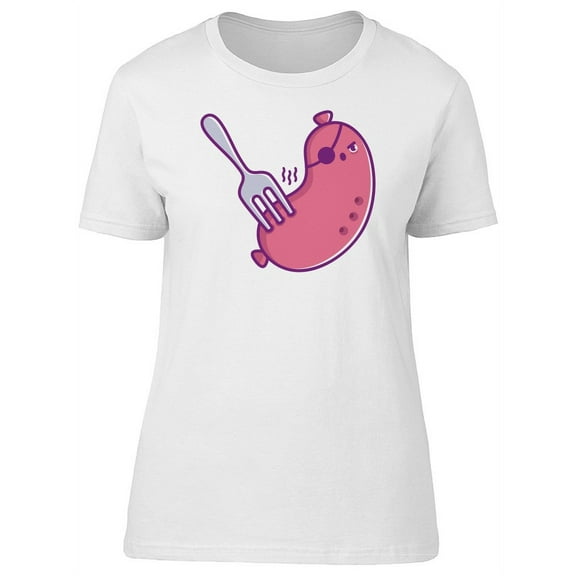 Cute Funny Sausage Cartoon T-Shirt Women -Image by Shutterstock, Female x-Large