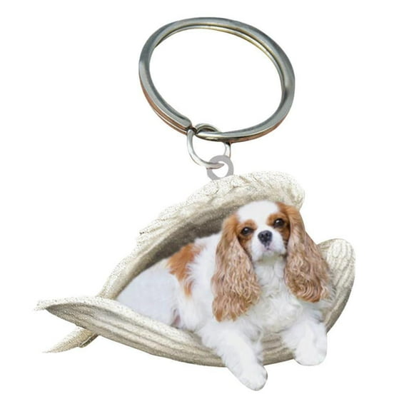 Cute Funny Sleeping Angel Dog Wing Dog Hanging Ornament Acrylic Keychain 2D-UK-