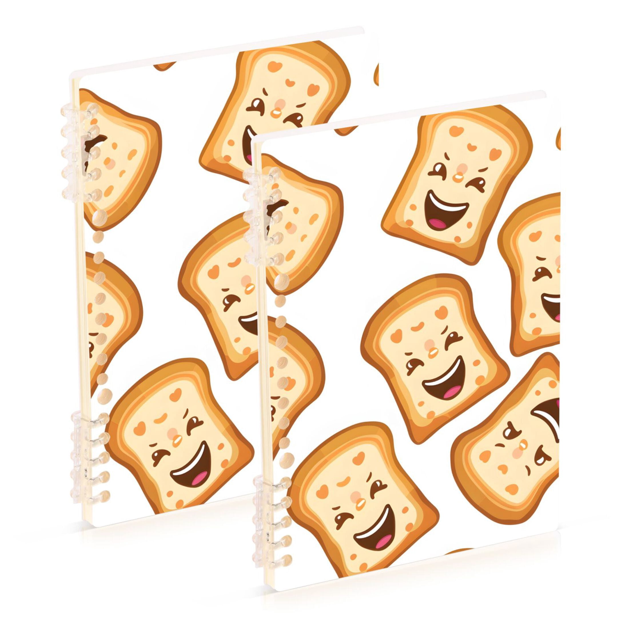 Cute Funny Sliced Toast Bread 2 Pcs Spiral Notebooks 60 Sheets 120 ...