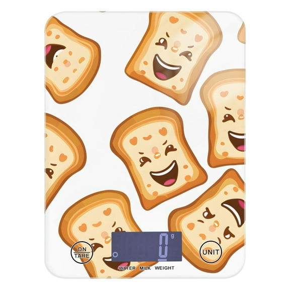 Cute Funny Sliced Toast Bread Food Scale Multifunction Digital Kitchen Scale 11lb Weight Grams Oz Tempered Glass Decor for Baking Cooking Meal Prep