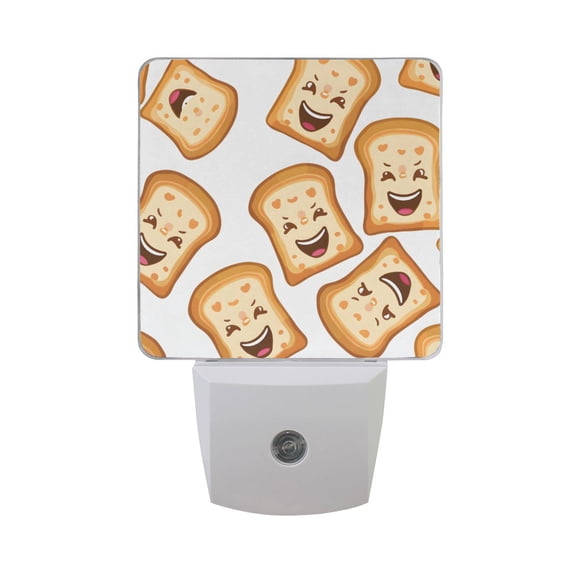 Cute Funny Sliced Toast Bread Night Light 2 Pack LED Nightlight Plug into Wall Dusk to Dawn Sensor Soft White