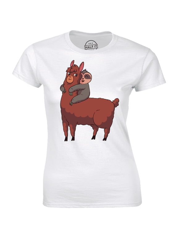 Cute Funny Sloth Riding On Llama Lovers Women's Gift T-Shirt