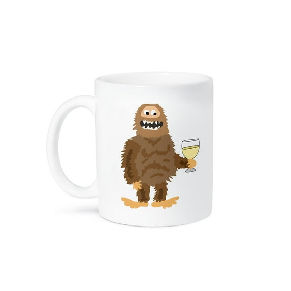 3dRose, Cute Funny Unique Bigfoot or Sasquatch Drinking Wine, 15oz Mug