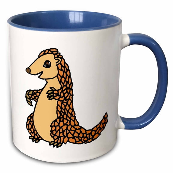 3drose, Cute Funny Unique Pangolin Cartoon, 11oz Two-tone Blue Mug
