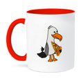 thumbnail image 1 of 3dRose, Cute Funny Unique Seagull eating Pizza Slice Beach Cartoon, 15oz Two-Tone Red Mug, 1 of 7