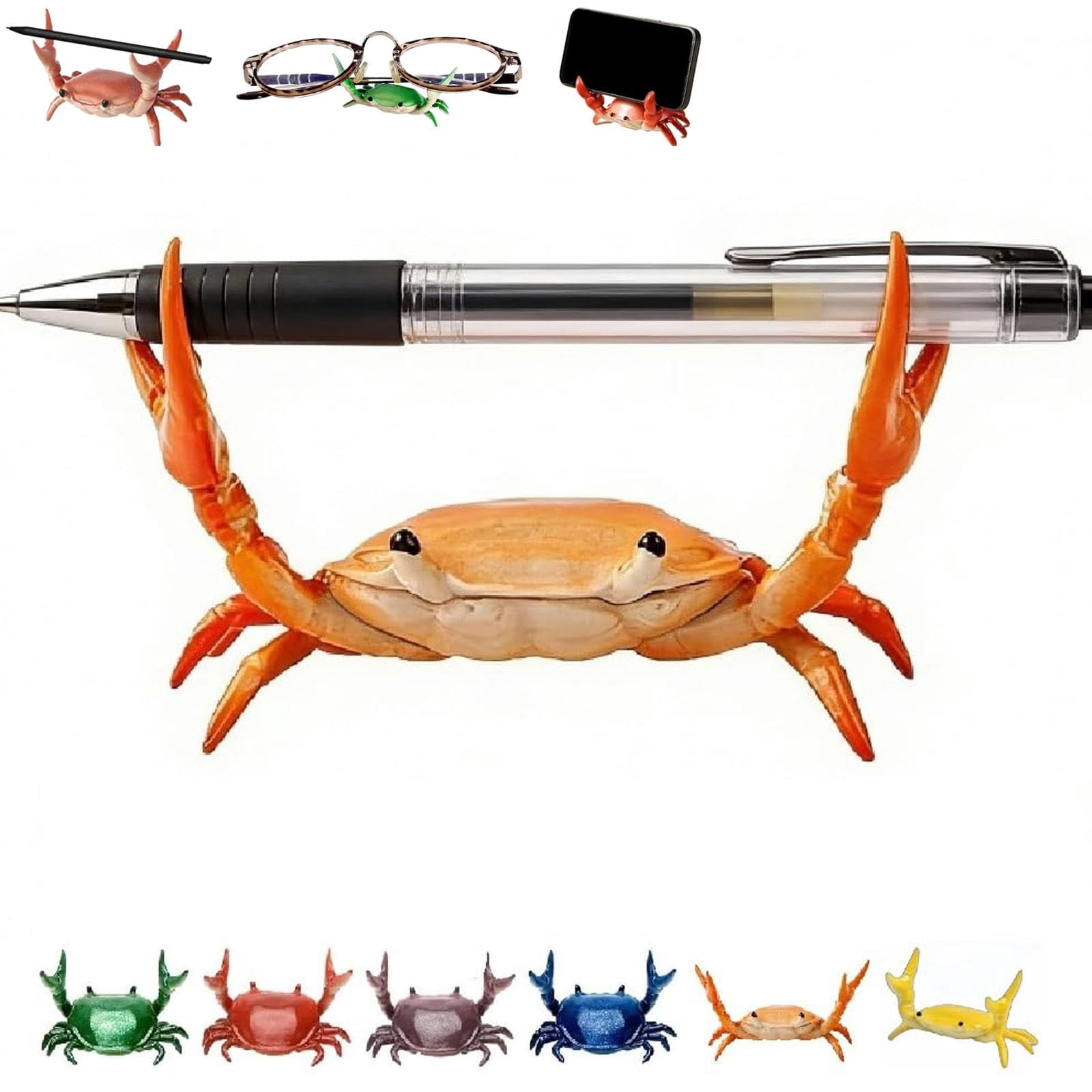 Cute Funny Weightlifting Crab-Shaped Desk Pen Stand for Pen Storage, Creative Desktop Decoration, Desk Accessories And Workspace Organizers