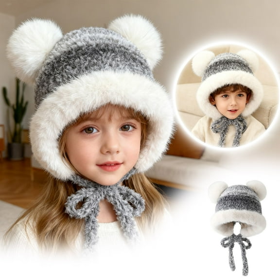 Cute Furry Children's Knitted Hat - Warm and Comfortable Ear for Winter Adventures