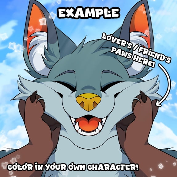 Cute Furry Coloring Base Art Wall Poster Anthro Canine Character Line Art Decor 8x12 UNFRAMED