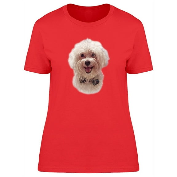 Cute Furry Maltese Poodle Dog T-Shirt Women -Image by Shutterstock, Female Large