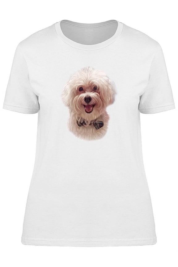 Cute Furry Maltese Poodle Dog T-Shirt Women -Image by Shutterstock, Female Medium