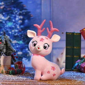 Cute Furry Reindeer Plush Toy for Kids – Soft Night Deer Pillow Doll in Brown or Pink, Christmas Holiday Gift for Girls, Bedtime Cuddle Toy, Room Decor Collectible