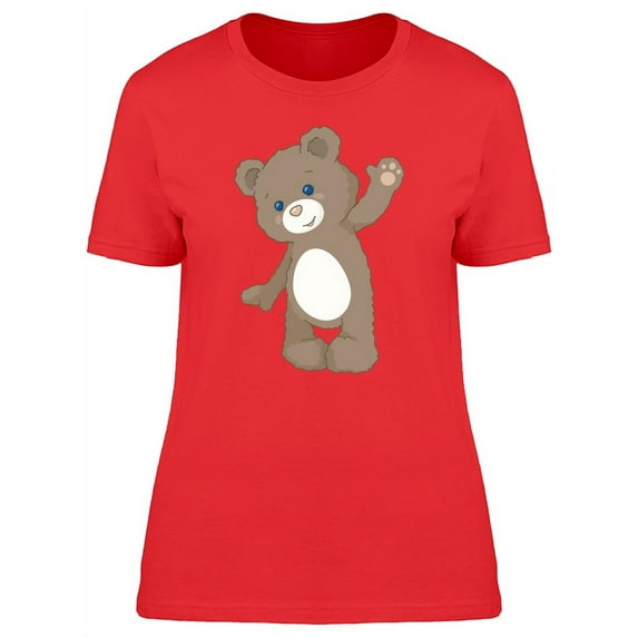Cute Furry Teddy Bear Cartoon T-Shirt Women -Image by Shutterstock, Female Large