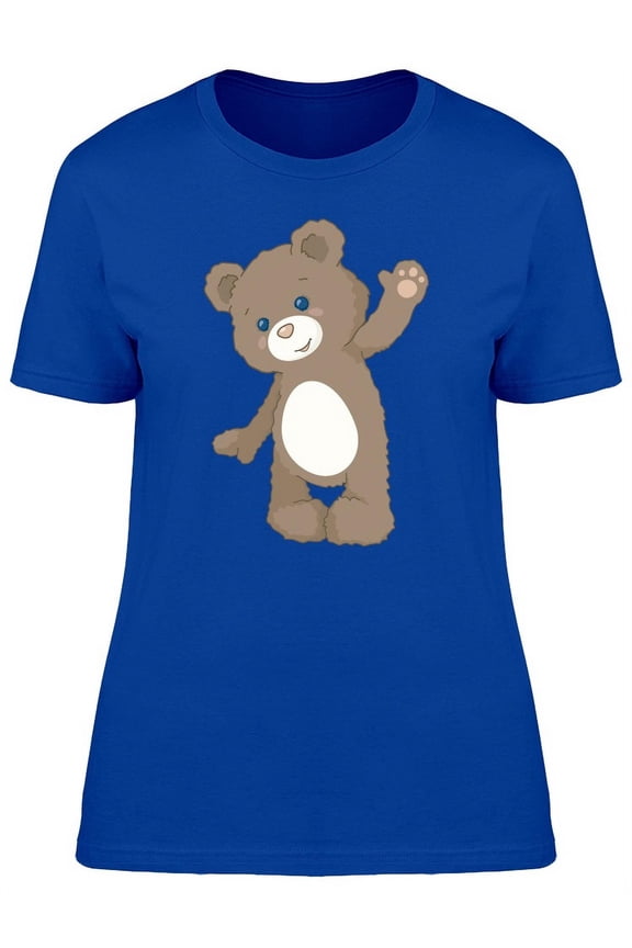 Cute Furry Teddy Bear Cartoon T-Shirt Women -Image by Shutterstock, Female Small
