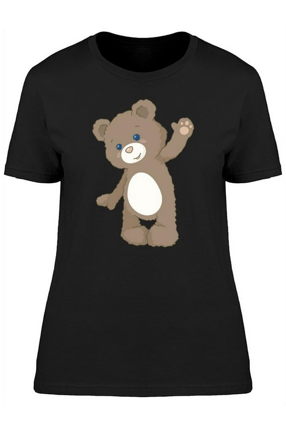 Cute Furry Teddy Bear Cartoon T-Shirt Women -Image by Shutterstock, Female XX-Large