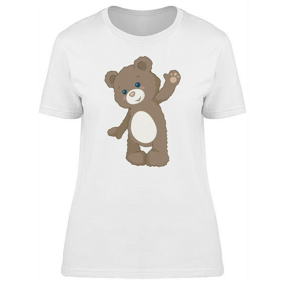 Cute Furry Teddy Bear Cartoon T-Shirt Women -Image by Shutterstock, Female x-Large