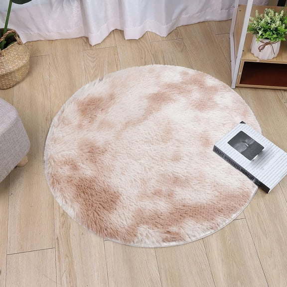 Cute Furry Tie-Dyed Rug Round Plush Pet Mat for Cat Dog, Large Washable Soft Shag Sofa Rugs for Home Decor, Plush Fluffy Carpet Round Area Rug for Crate Cat Tree Tower Window Perch (DD,31.5" X 31.5")