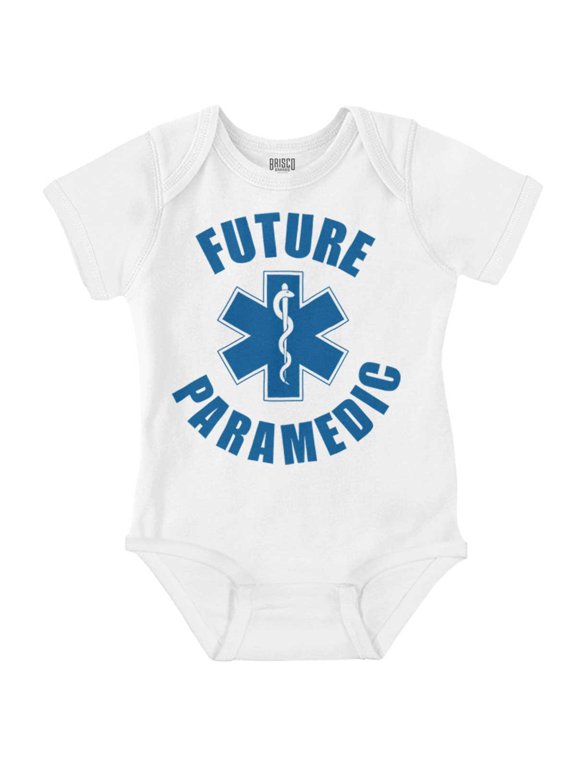 Cute Future Paramedic EMT Medic Romper Boys or Girls Infant Baby Brisco Brands 12M