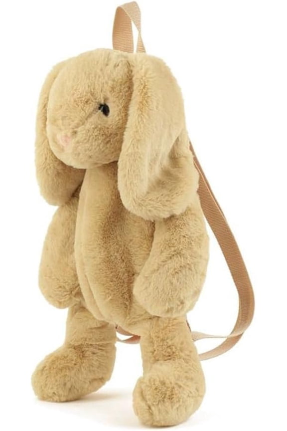 Cute Fuzz Plush  Backpack  Backpack Kawaii Bunny Backpacks Fluffy  Bag Casual Daypack (Khaki)