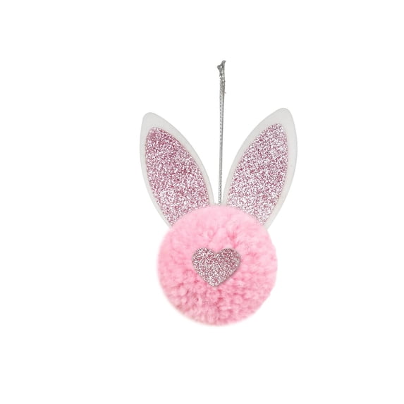 Cute Fuzzy Bunny Ear Tail Ornaments for Easter Tree Wreath, 12-Piece Hanging Decor Set – Soft Fabric Poms with Ribbon Loop, Effortless Holiday Garland Accent for Door Window Party Centerpiece