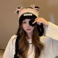 thumbnail image 1 of Cute Fuzzy Cat Ear Beanie Hat for Women, Thicken Plush Warm Sherpa Wool Hat, Winter Faux Fur Knitted Earmuffs Skull Cap, 1 of 3