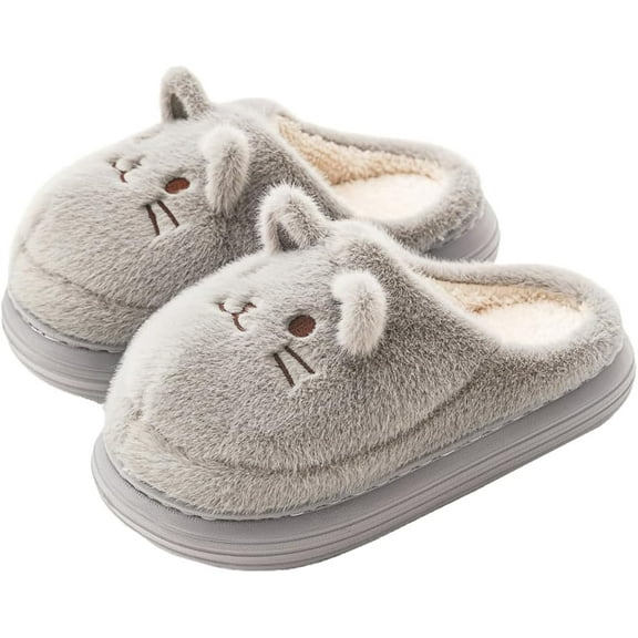 Cute Fuzzy Cat Slippers Cozy House Slippers Non-Slip Slippers for Women Men Indoor & Outdoor Shoes