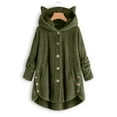 thumbnail image 1 of Cute Fuzzy Hoodies for Women 2023 Clearance,Simple Graphic Cat Ear Fleece Hooded Sweatshirt Thick Warm Winter Oversized Asymmetric Hem Plush Tops, 1 of 5