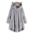 thumbnail image 1 of Cute Fuzzy Hoodies for Women 2024 Clearance,Simple Graphic Cat Ear Fleece Hooded Sweatshirt Thick Warm Winter Oversized Asymmetric Hem Plush Tops, 1 of 5