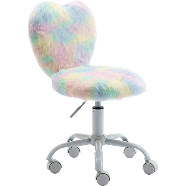 Cute Fuzzy Kids Chair Comfy Study Desk Chair Furry Studing Computer