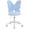 thumbnail image 1 of Cute Fuzzy Kids Chair for Teenage Girls Rolling Study Desk Student Chair Furry Computer Task Chair, Adjustable Butterfly Shaped Reading Vanity Chair for Bedroom, Colorful, 1 of 14