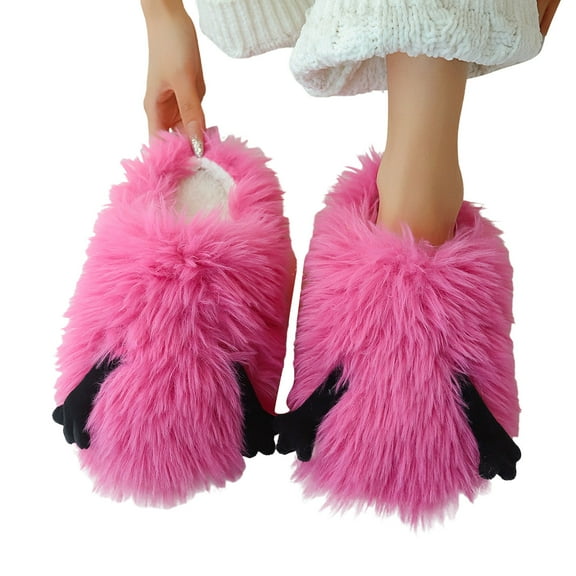 Cute Fuzzy Slippers for Women Indoor Outdoor Memory Foam House Shoes Furry Soft Warm Cozy Bedroom Foot Slip on