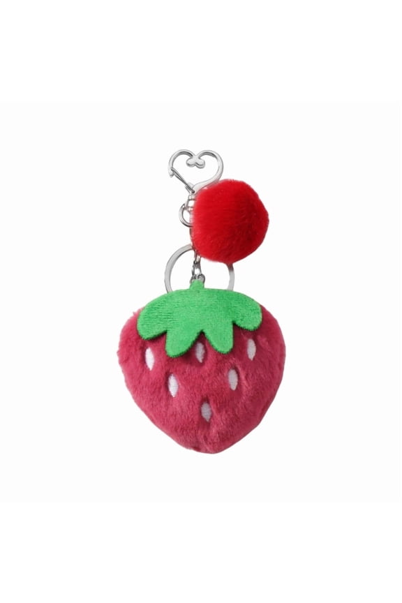 Cute Fuzzy Strawberry Snake Plush Keyring Charm Unique Keychain Perfect For Backpacks And Car Interior Decoration