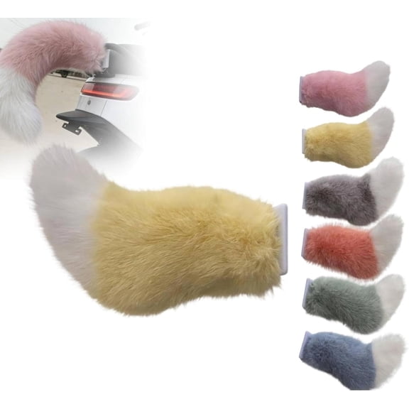 Cute Fuzzy Tail Car Decoration, Remote Control Electric Car Tail, Rechargeable Plush Animal Moving Tails, Fluffy Electric Car Tail, Auto Trunk Charm Stuff Aesthetics, for Auto Trunk Bumper (Yellow)