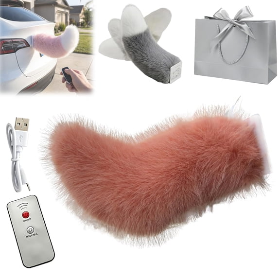 Cute Fuzzy Tail Car Decoration, Wagging Tail for Car, Remote Control Electric Furry CarTails, USB Rechargeable Furry Tails with Adjustable Speed, Universal Fit for Auto Trunk Bumper Decoration (#N)