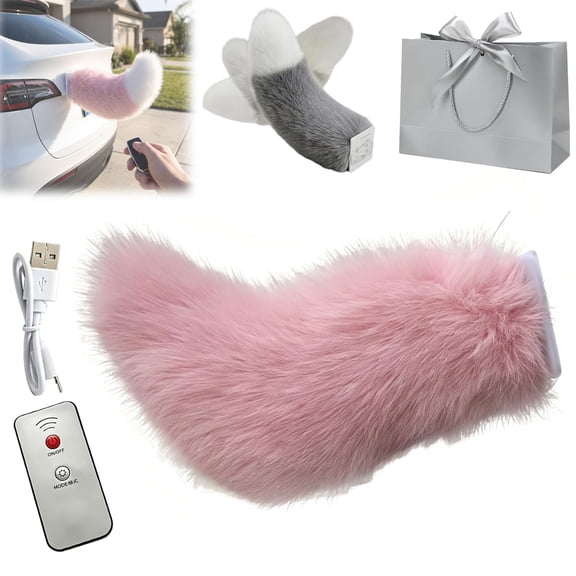 Cute Fuzzy Tail Car Decoration, Wagging Tail for Car, Remote Control Electric Furry CarTails, USB Rechargeable Furry Tails with Adjustable Speed, Universal Fit for Auto Trunk Bumper Decoration (#N)