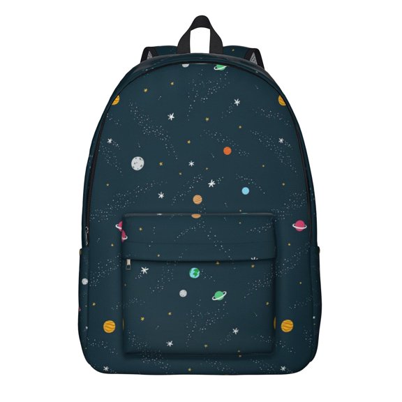 Cute Galaxy Astronaut Backpack for Teens, Starry Sky Rocket Moon Stars School Daypack, Cosmic Outer Space Theme Bag