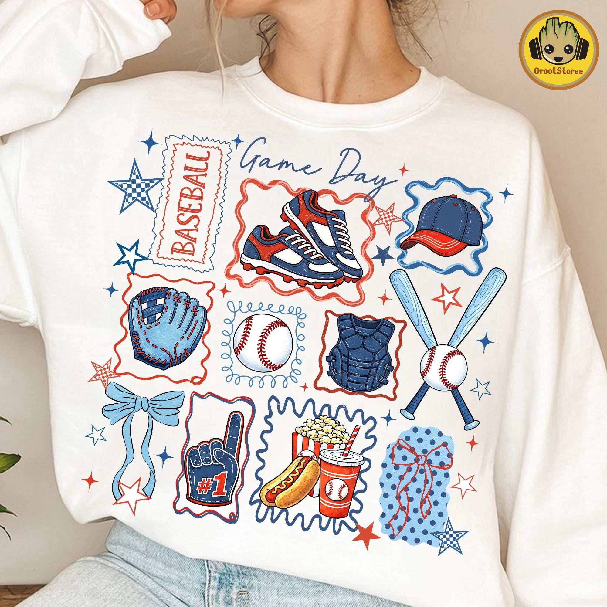 Cute Game Day Baseball Sweatshirt, Sports Clipart for Moms and Fans ...