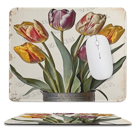 Cute Gaming Mouse Pad Custom,Funny Tulip Pattern Personality Designs Gaming Mouse pad, Stitched Edge,Funny Office Presents 10"x12"
