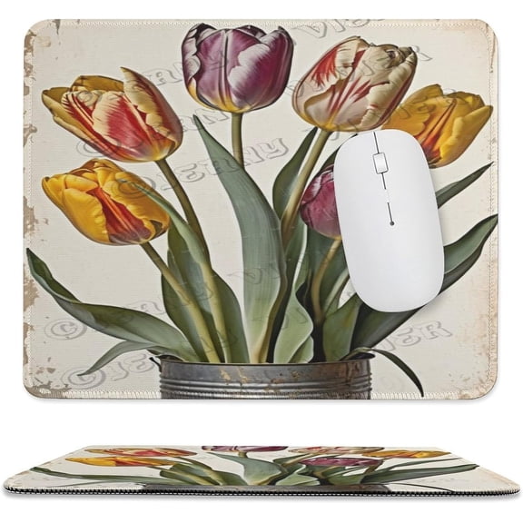 Cute Gaming Mouse Pad Custom,Funny Tulip Pattern Personality Designs Gaming Mouse pad, Stitched Edge,Funny Office Presents 10"x12"