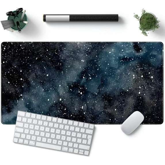 Cute Gaming Mouse Pads Desk Mat Black Starry Sky Mouse Pad Large Desk Keyboard Pad Large Computer Mousepad Mat for Desk, 31.5x15.7 in Stitched Edges Desktop with Non-Slip Rubber Large Desk Pad