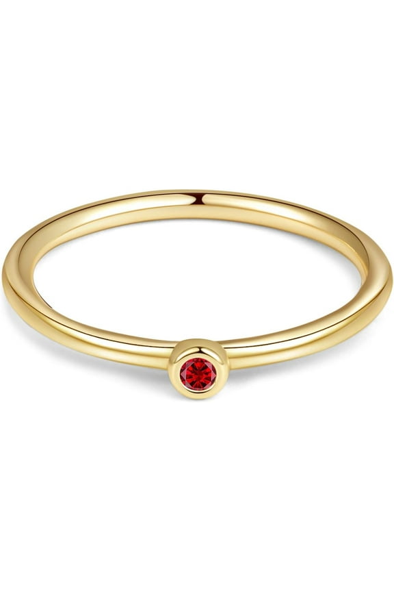 Cute Gemstone Rings 14K Gold Plated Stackable Birthstone Rings for Women Dainty Gold Rings Minimalist Family Ring Birthday Gift for Her