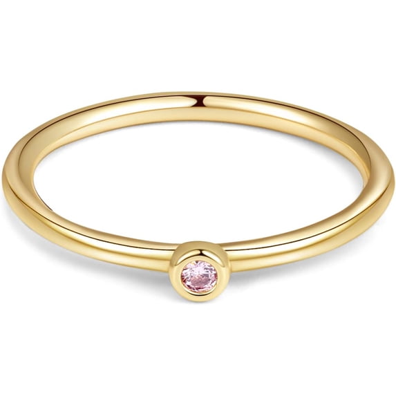 Cute Gemstone Rings 14K Gold Plated Stackable Birthstone Rings for Women Dainty Gold Rings Minimalist Family Ring Birthday Gift for Her