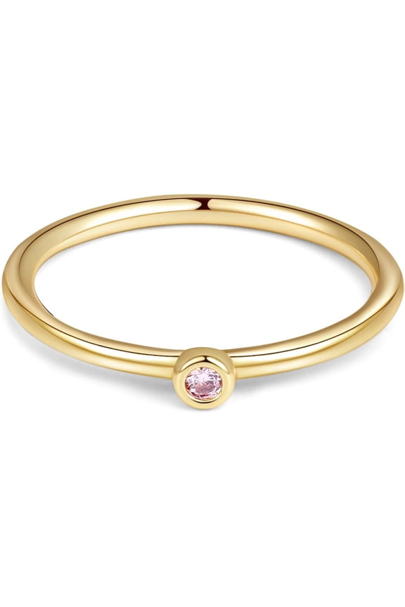 Cute Gemstone Rings 14K Gold Plated Stackable Birthstone Rings for Women Dainty Gold Rings Minimalist Family Ring Birthday Gift for Her