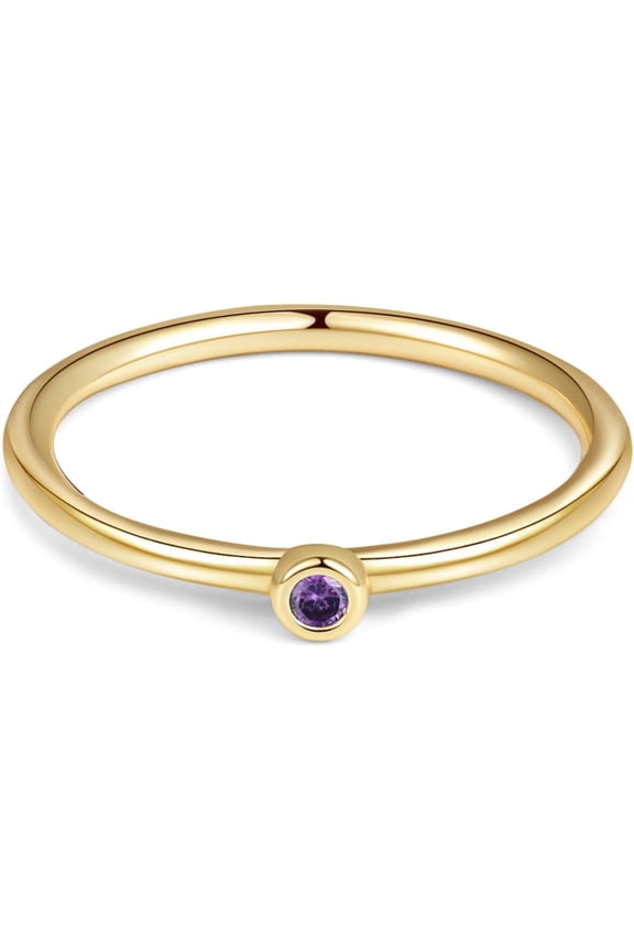 Cute Gemstone Rings 14K Gold Plated Stackable Birthstone Rings for Women Dainty Gold Rings Minimalist Family Ring Birthday Gift for Her