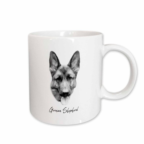 3drose, Cute German Shepherd Dog Portrait. a Gift for Dog and Breed Lovers, 11oz Mug