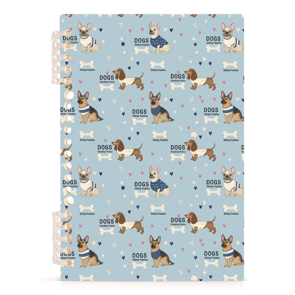 Cute German Shepherd Pattern A5 Notebook Refillable 60 Sheets Detachable Ring Binder PP Cover Journal